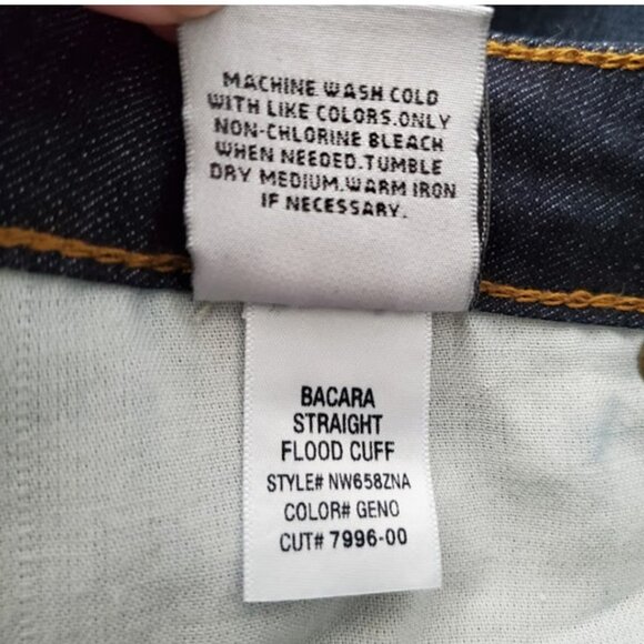 Hudson Jeans Bacara Straight Cuffed Back Flap Booty Pockets Dark Denim Size 29 - Picture 8 of 8